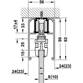 Sliding door fitting, Slido D-Line11 50L, set without running track