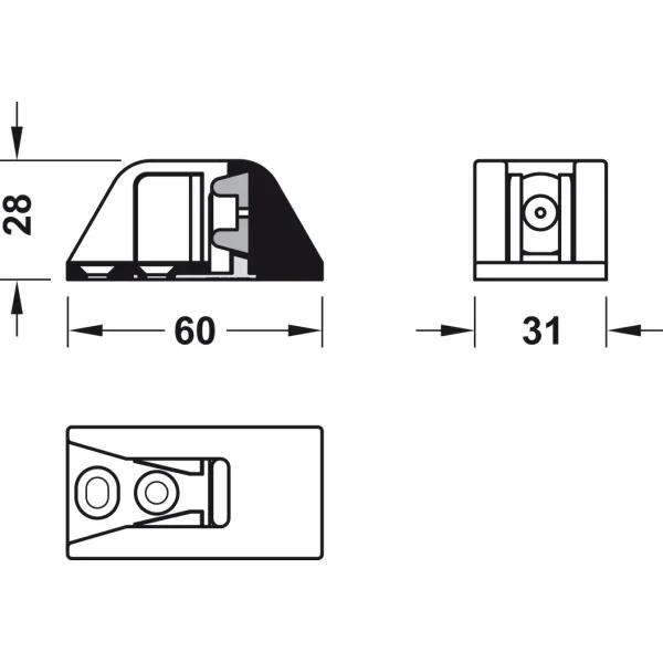 Sliding door fitting, Slido D-Line11 50L, set without running track