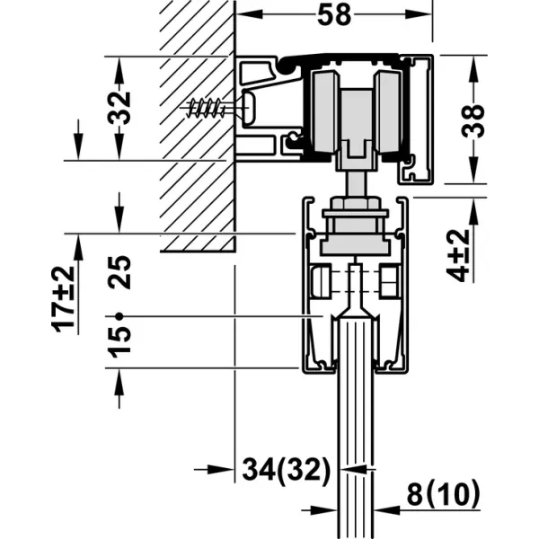 SDS D-Line11 50L stiklinėms 1 durims su švelniu stabdymu P800mm,