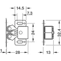Twin roller catch, For screw fixing, steel