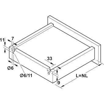 Concealed runner MX UMS single extension L250mm, 25kg with soft-close