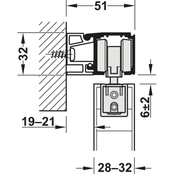 SDS Slido D-Line 80 I medinėms 1 durims