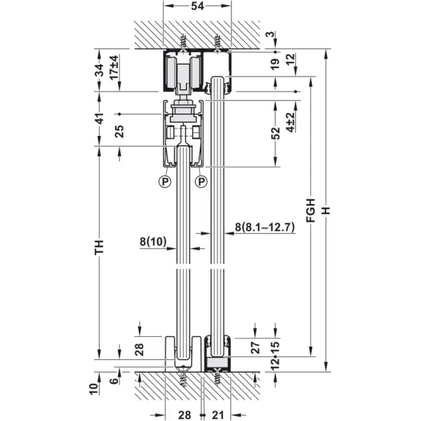 Sliding door fitting, Slido D-Line11 80L, set without running track
