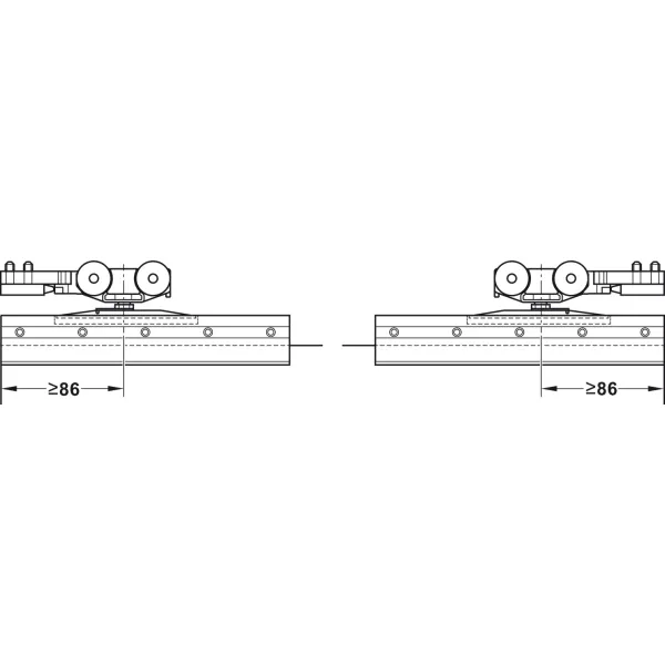 Sliding door fitting, Slido D-Line11 80L, set without running track