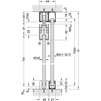 Sliding door fitting, Slido D-Line11 80L, set without running track