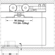 SDS Slido D-Line11 80P medinėms 1 durims su švelniu stabdymu 1 kryptimi