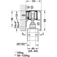 SDS Slido D-Line11 80P medinėms 1 durims su švelniu stabdymu 1 kryptimi