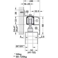 SDS Slido D-Line11 80P medinėms 1 durims su švelniu stabdymu 2 kryptimis