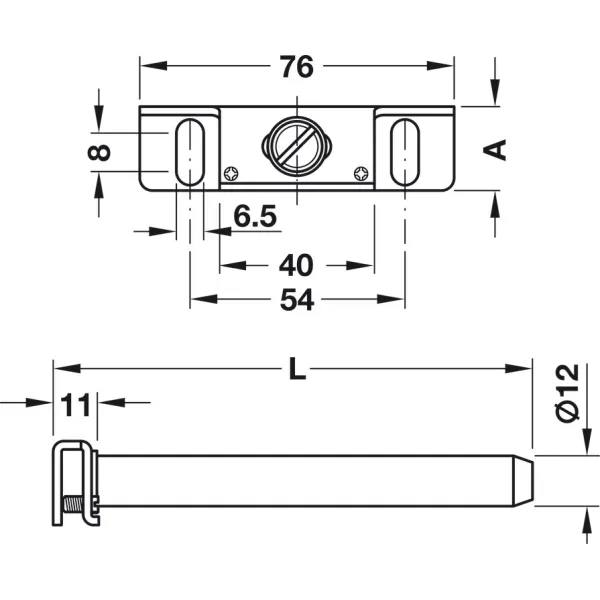 Laikiklis lentynai paslėptas Ø12mm, L110mm