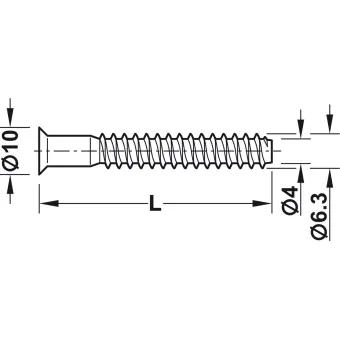 One-piece connector, confirmat, 7x50mm, SW4, countersunk head, for drill hole Ø5mm, steel, zinc plat