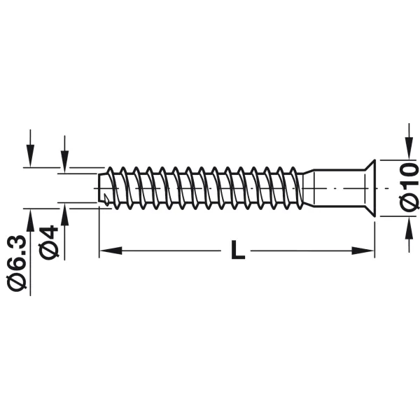 One-piece connector, confirmat, 7x60mm, SW4, countersunk head, for drill hole Ø5mm, steel, zinc plat