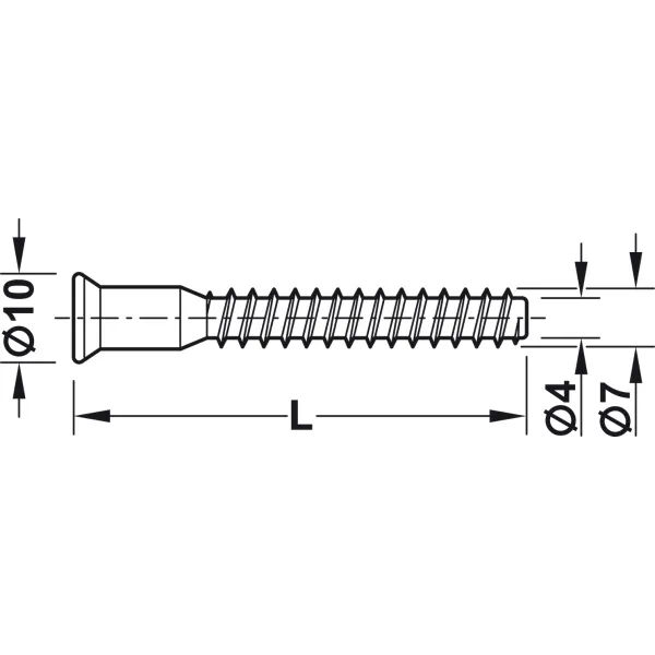 One-piece connector, confirmat, 7x60mm, SW4, countersunk head, for drill hole Ø5mm, steel, zinc plat