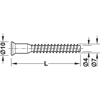 One-piece connector, confirmat, 7x70mm, SW4, countersunk head, for drill hole Ø5mm, steel, zinc plat