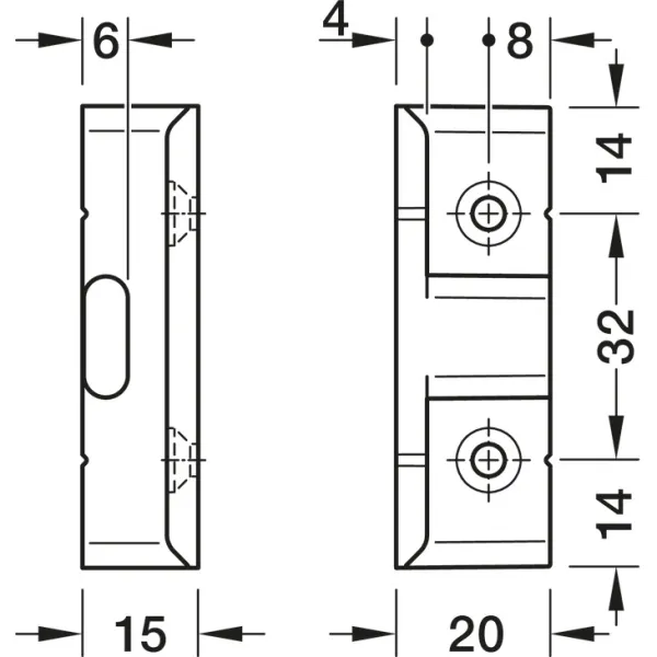 Angled component, Häfele Keku AD15