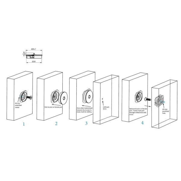 Locator button for Female panel