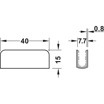 Counterpiece, for magnetic pressure catch glass door, 40x15mm
