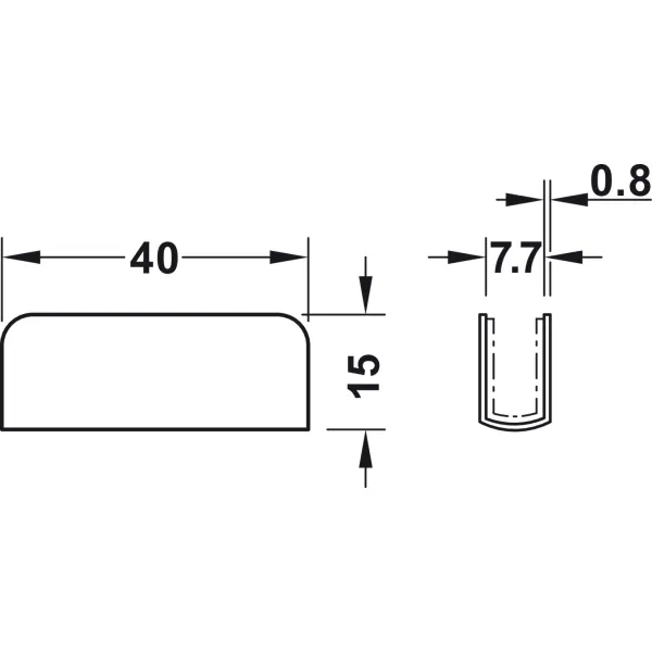 Plokštelė magnetukui juoda 40x15mm,