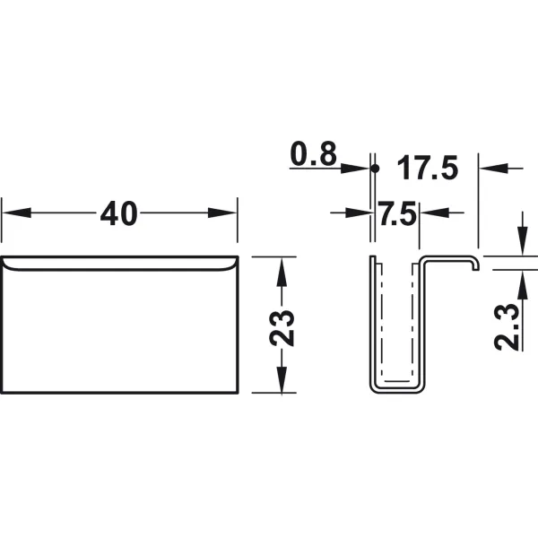 Plokštelė magnetukui su rankenėlė 40x23mm, juoda