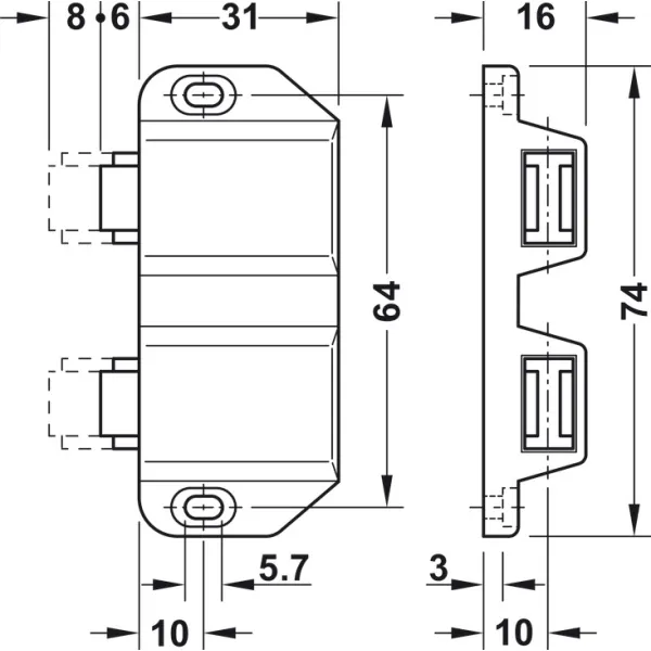 Magnetukas viengubas atšokantis baltas