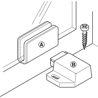 Magnetic pressure catch, pull 1.8kg, for screw fixing, for glass doors