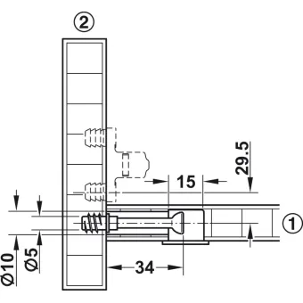 Ekscentrikas MINIFIX Ø15mm, H9,5mm, plokštės storis min. 12mm
