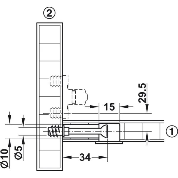 Ekscentrikas MINIFIX Ø15mm, H19,5mm, plokštės storis min. 29mm