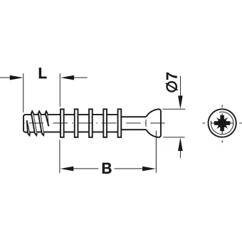 Connecting bolt Minifix M200, for drill hole Ø5mm, with bolt head Ø7mm