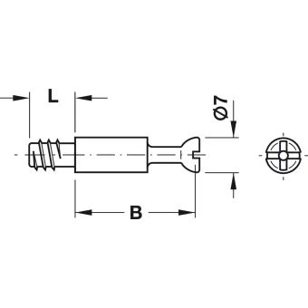 Connecting bolt, S100, standard, Minifix system, for Ø5mm drill hole