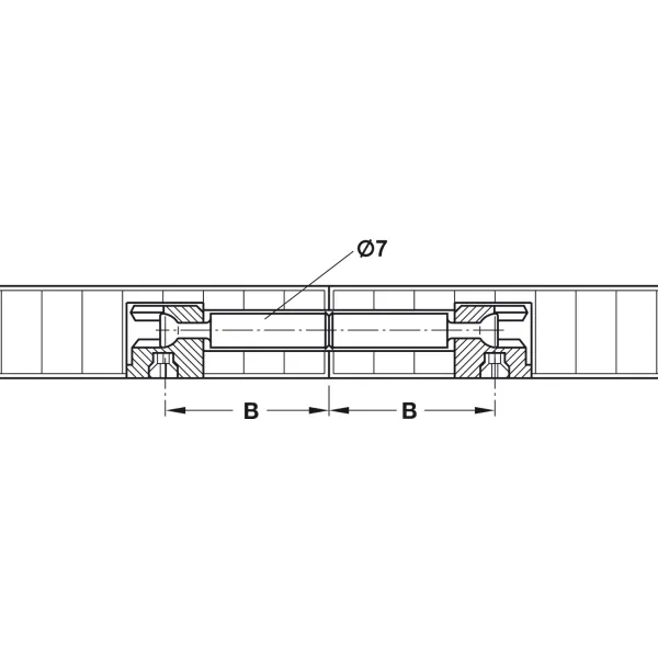 Double-ended bolt, Häfele Minifix®, with ridge, bolt hole Ø7mm