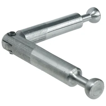 Mitre-joint connector, with joint, for twin mounting, double-ended bolt