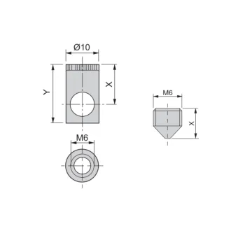 Nut M6 10x12.5mm