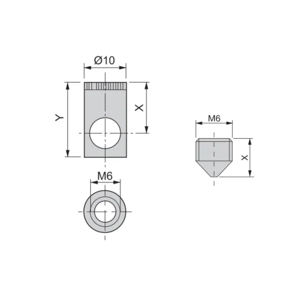 Nut M6 10x12.5mm