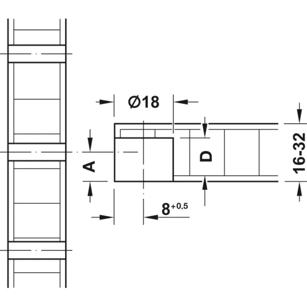Cabinet connector, Tab 18, with tensioner