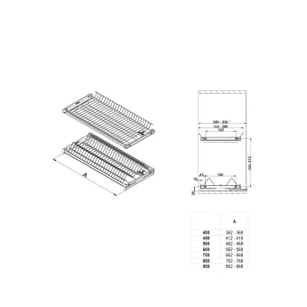 Džiovykla 2-jų dalių 310, su dviem padėkliukais, MP600mm, juoda