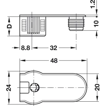 Connector housing, Rafix 20 system, with dowel, plastic