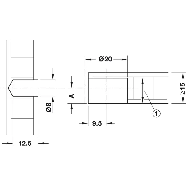 Jungtis ONEFIX 20x15 8x12,5 klevas HAFELE