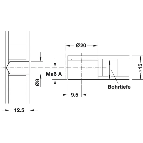 Jungtis ONEFIX 20x15 8x12,5 klevas HAFELE