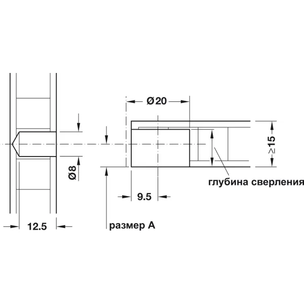 Jungtis ONEFIX 20x15 8x12,5 klevas HAFELE