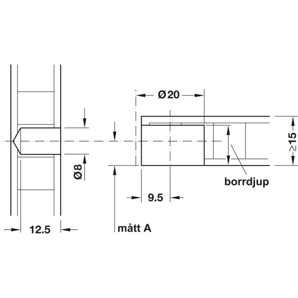 Jungtis ONEFIX 20x15 8x12,5 klevas HAFELE