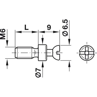 Connecting bolt, Häfele Rafix S20, with M6 thread