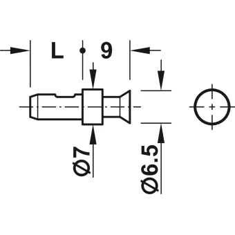 Supporting pin, For drill hole Ø5mm, for plug fitting