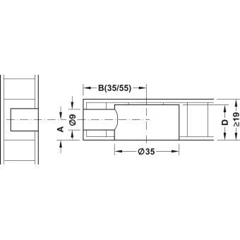 Connector housing, Häfele Maxifix, for wood thickness from 19mm