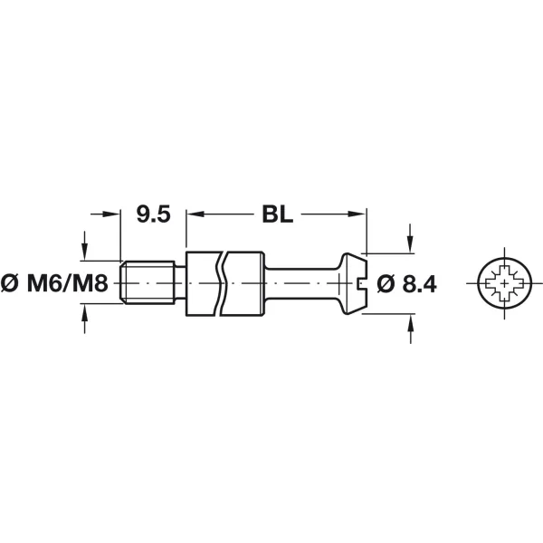 Sąvarža MAXIFIX B35mm, 9,5x28,5mm, sriegis M8