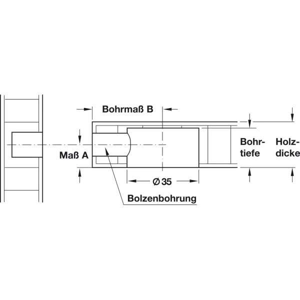 Sąvarža MAXIFIX B35 9.5x28.5 sriegis M8 HAFELE