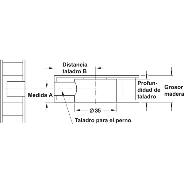 Connecting bolt, S35mm, Maxifix system, with M6 or M8 thread
