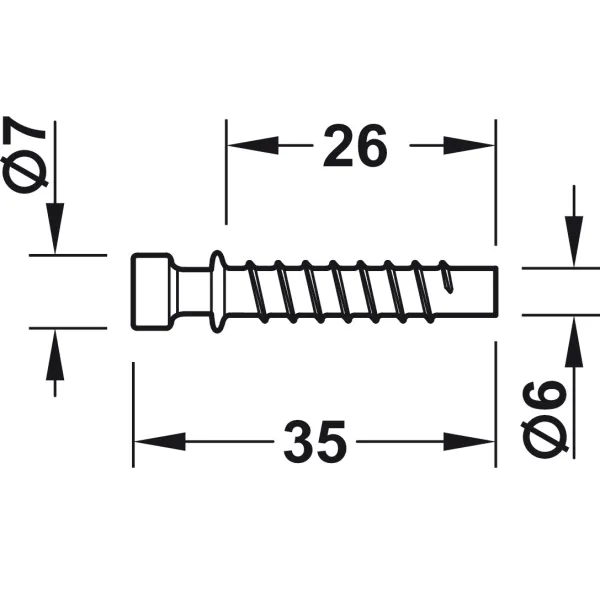 Connecting bolt, Tofix, for drill hole diameter 5mm