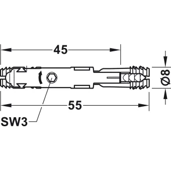 RTA Connector, Häfele Ixconnect SC Ø8mm L60mm, plastic