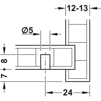 Rear panel connector, Häfele Ixconnect RPC D 5/24, for wooden drawers