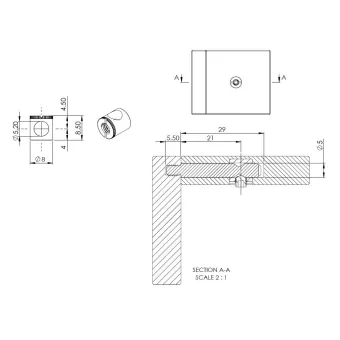Įvorė cilindrinė Ø8mm, L8,5mm, MINI SYSTEM S