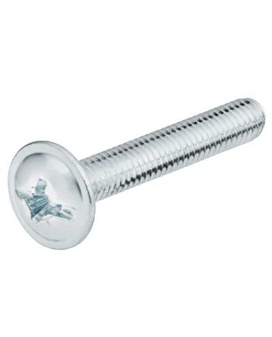 Threaded screw M4x15mm for connecting tube, pan head, cross slot, head Ø10mm. nickel